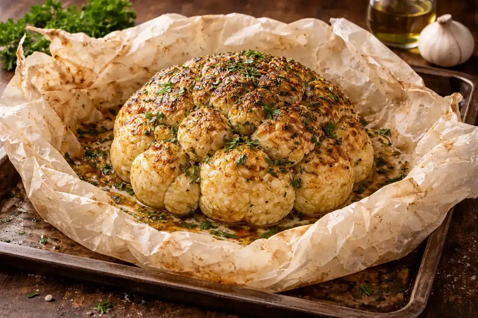 Chou-fleur en papillote rôti au four